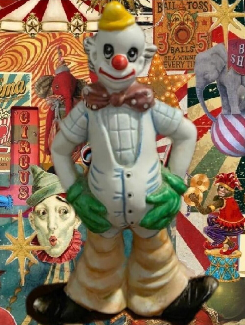 Vintage UCGC 7" Tall Porcelain Circus Clown Figurine